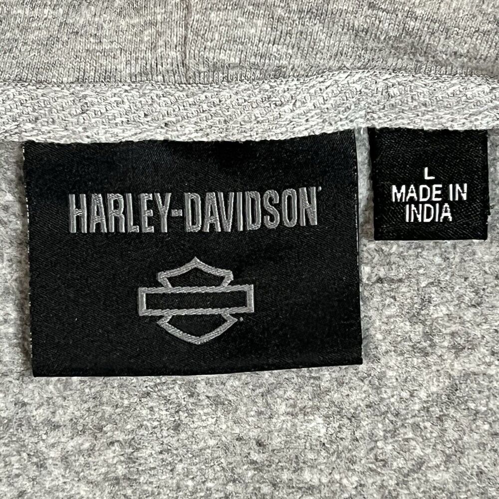 Harley Davidson Motorcycle Hoodie Jacket Gray Cropped Full Zip Women's Size L - Picture 6 of 12